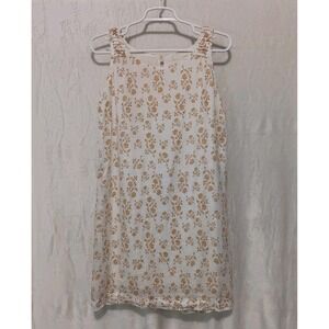 CP Shades White‎ With Burnt Orange Floral 100% Linen Cottagecore Boho Dress XS